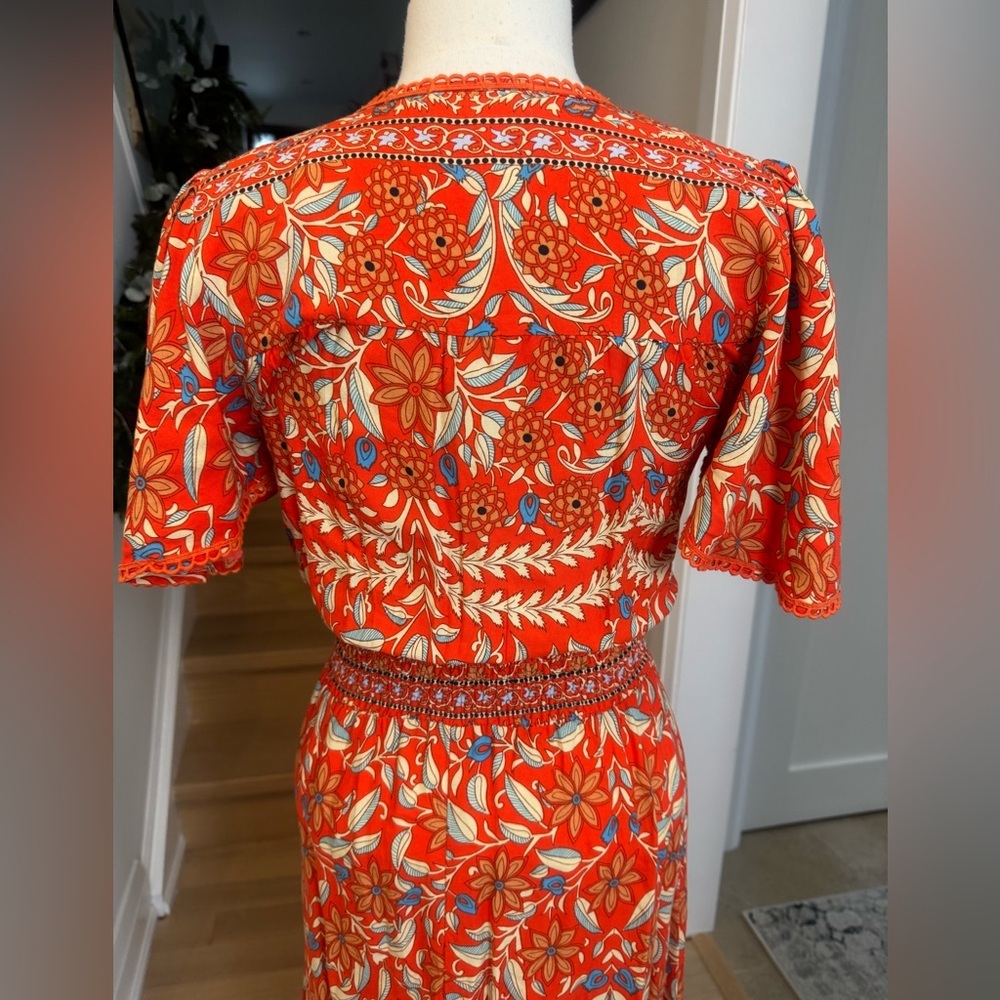 Anthropology Abel The Label Elegant Floral V-Neck Asymmetrical Dress S - Picture 5 of 10